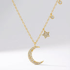 Collier Charme Lune et Étoile Ariya | Plaqué or 18 carats