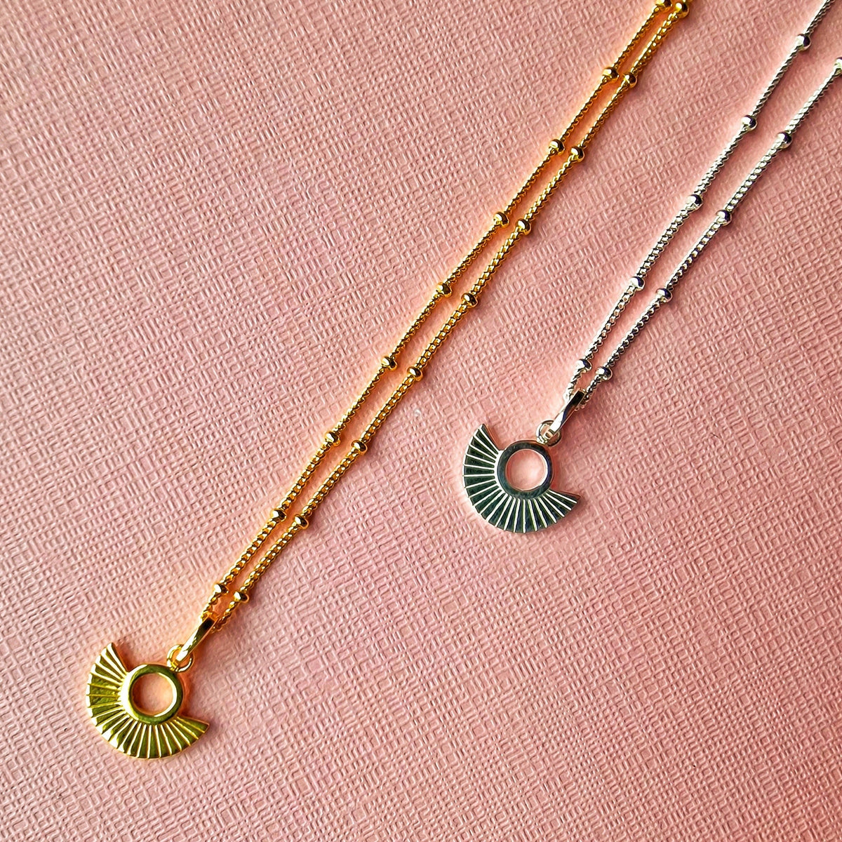 Art Deco Fan Gold Satellite Chain Necklace
