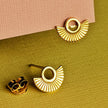 Art Deco Fan Gold Stud Earrings