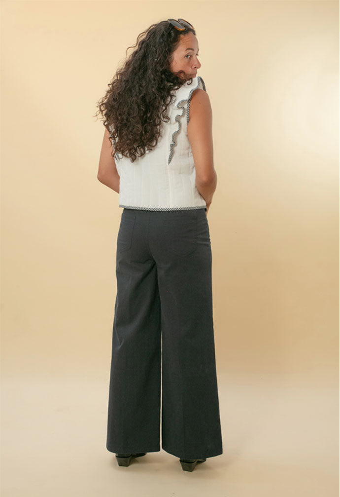 Aster Padded Frill Gilet - White