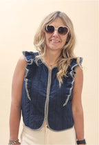 Aster Padded Frill Gilet - Dark Navy