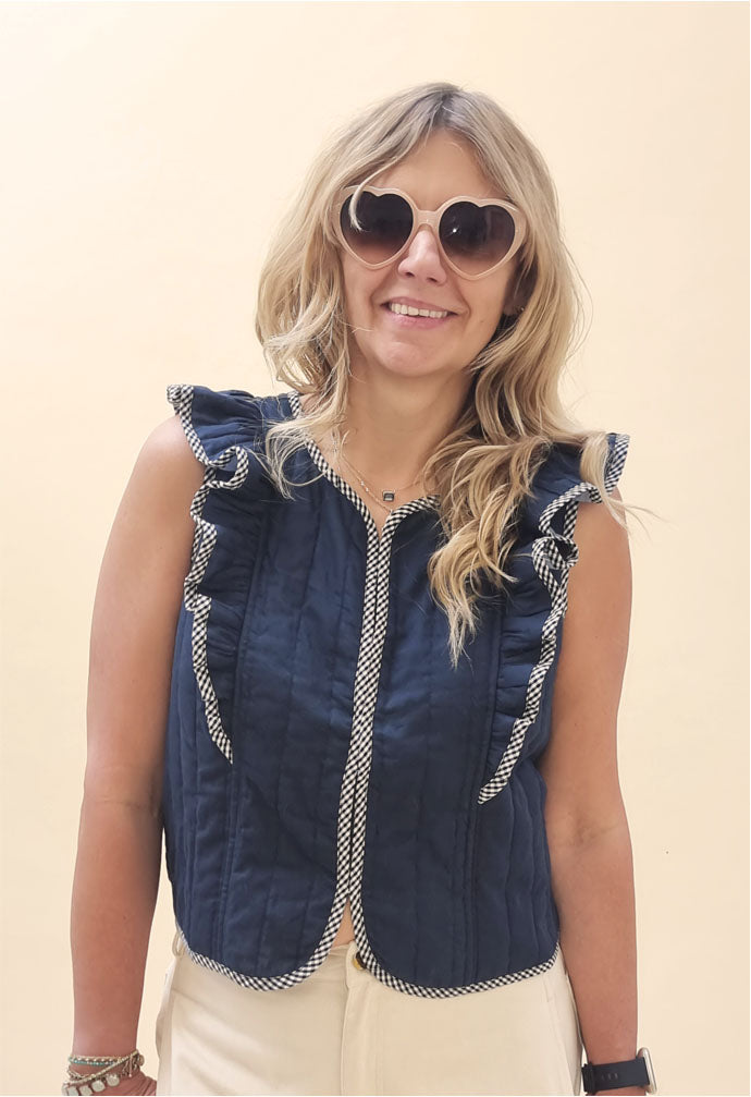 Aster Padded Frill Gilet - Dark Navy