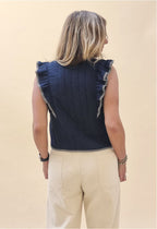 Aster Padded Frill Gilet - Dark Navy