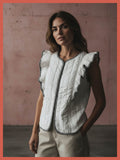 Aster Padded Frill Gilet - White