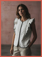 Aster Padded Frill Gilet - White