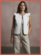 Aster Padded Frill Gilet - White