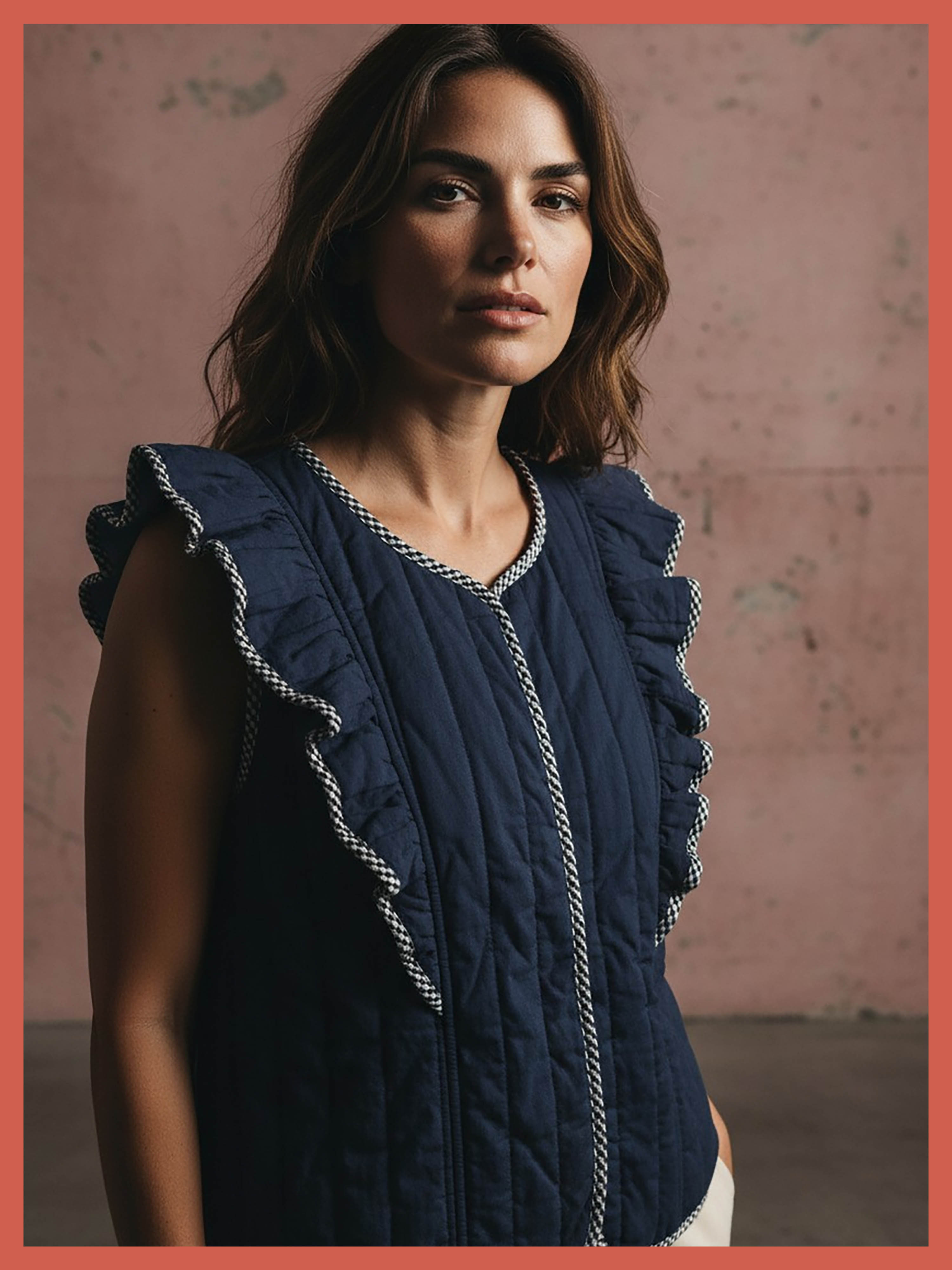 Aster Padded Frill Gilet - Dark Navy