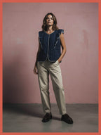 Aster Padded Frill Gilet - Dark Navy