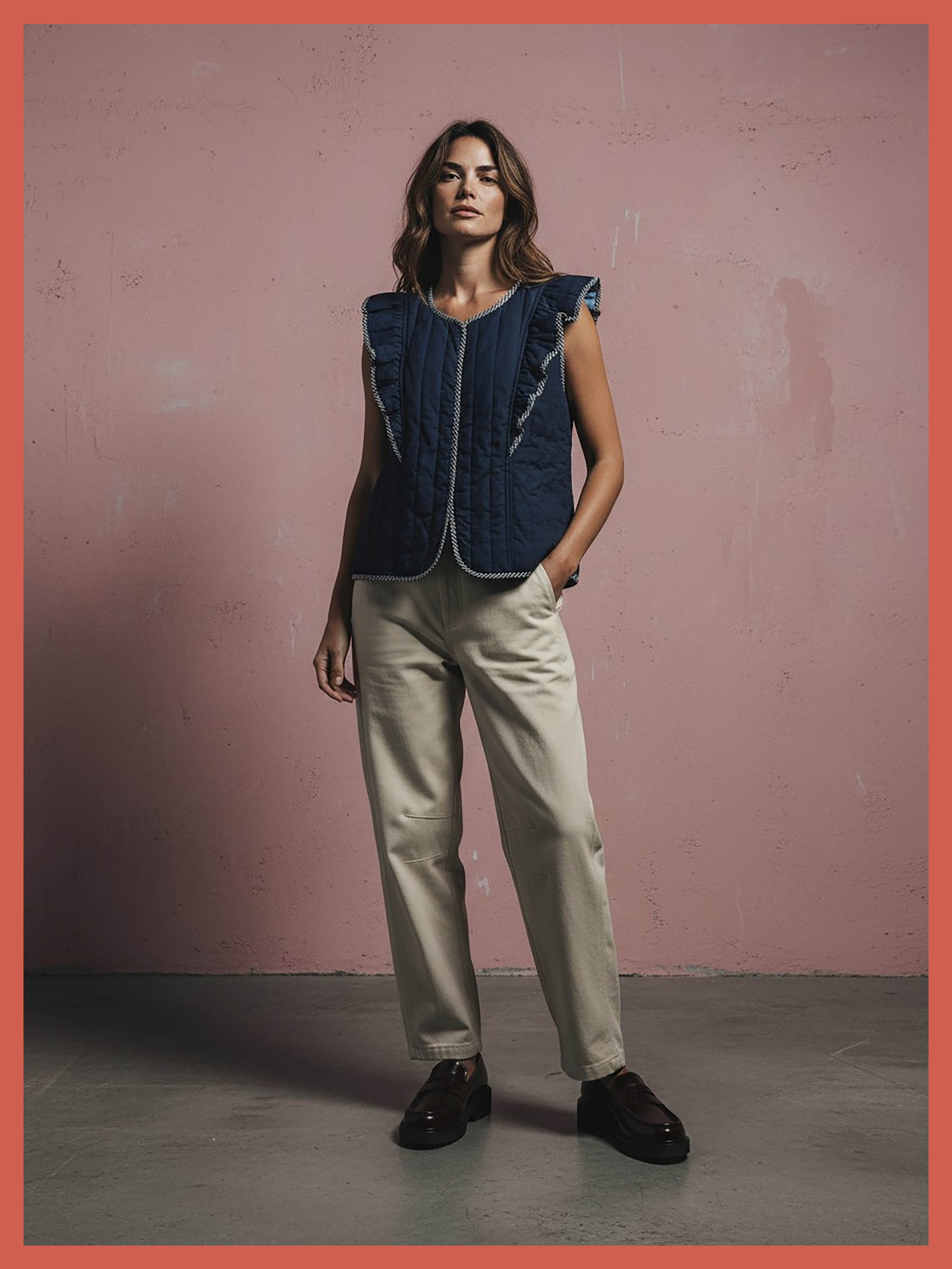 Aster Padded Frill Gilet - Dark Navy