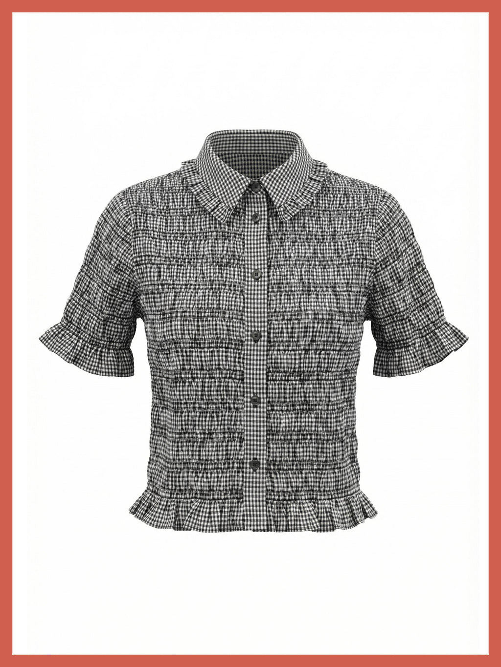 Astrid Gingham Blouse - Black