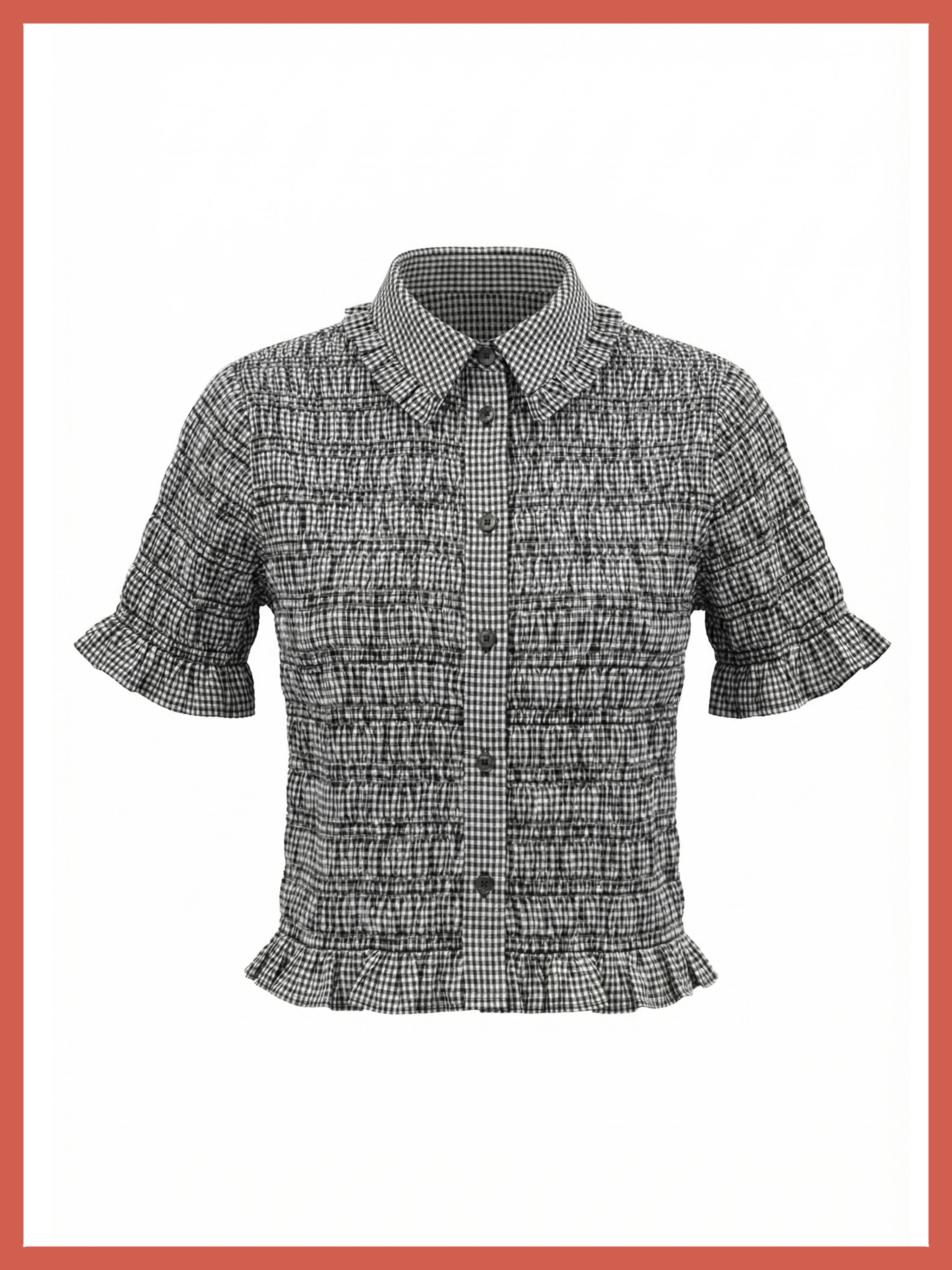 Astrid Gingham Blouse - Black