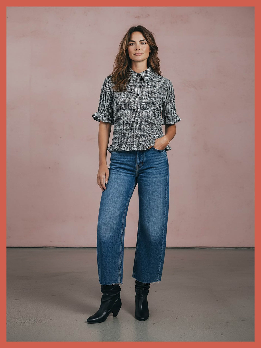 Astrid Gingham Blouse - Black