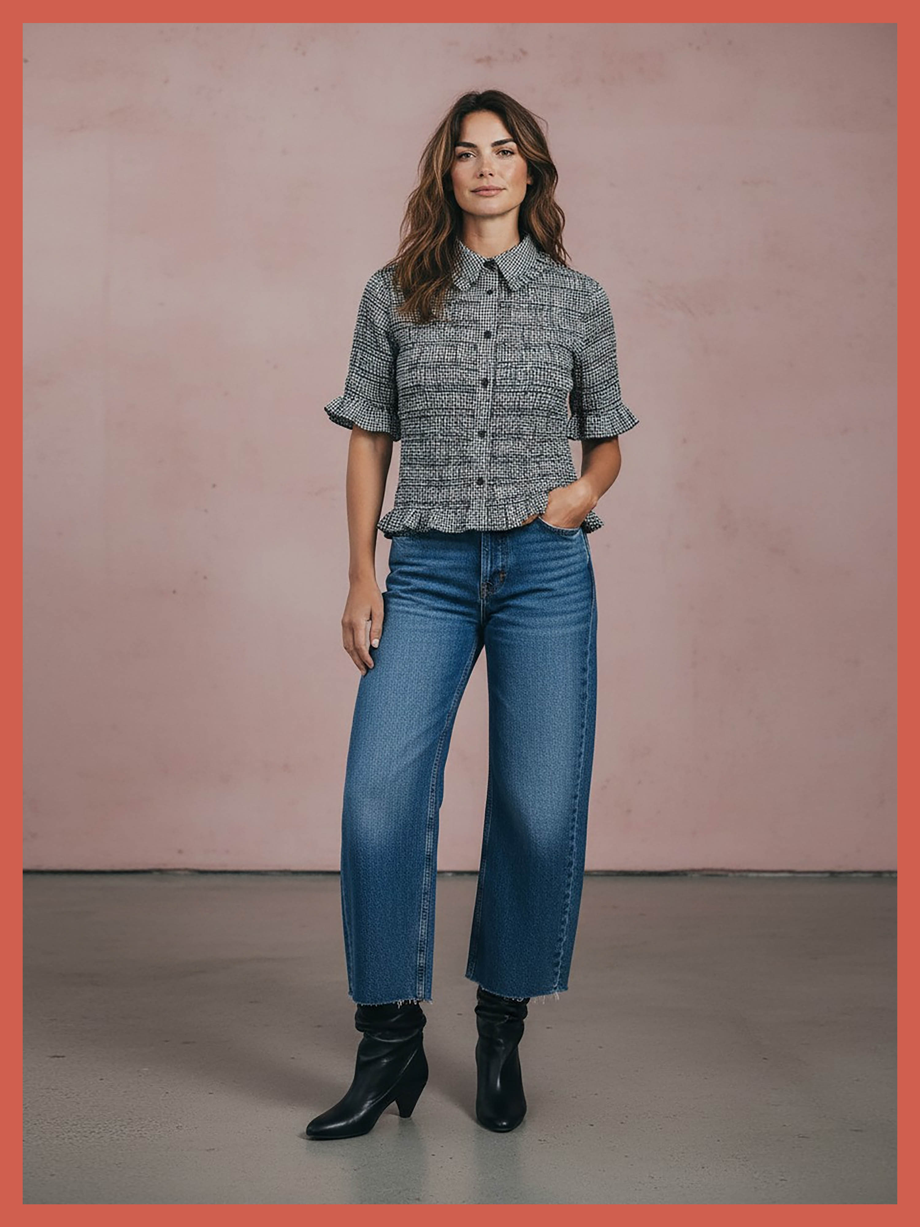 Astrid Gingham Blouse - Black