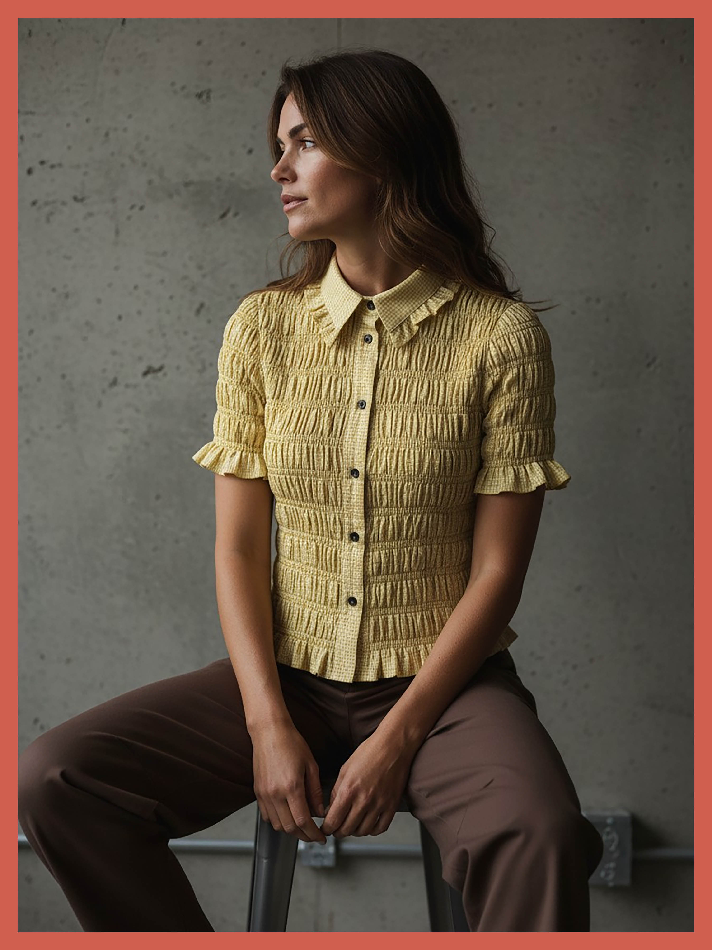 Astrid Gingham Blouse - Yellow