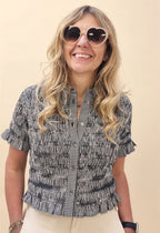 Astrid Gingham Blouse - Black