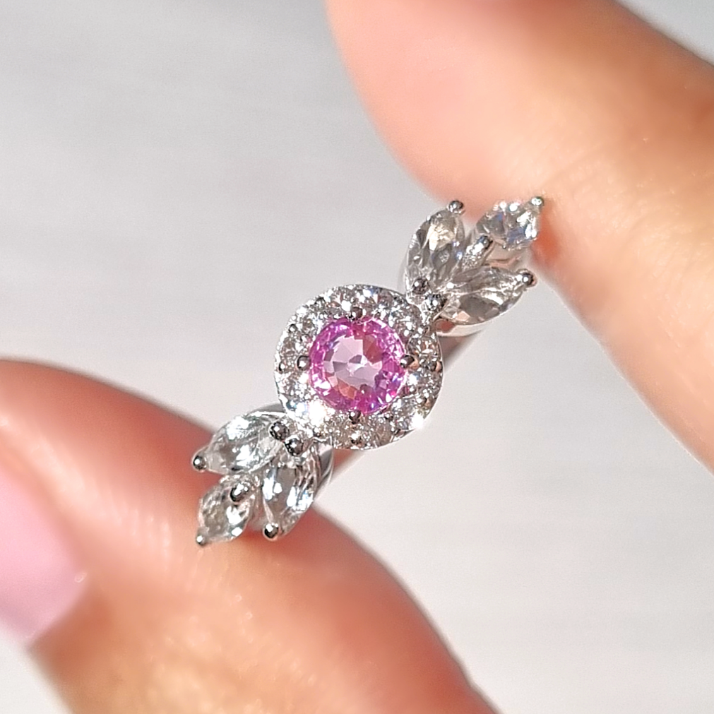 Bague Aurelia en saphir rose et argent sterling