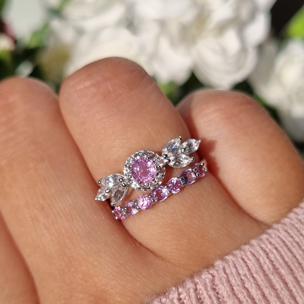 Bague Aurelia en saphir rose et argent sterling