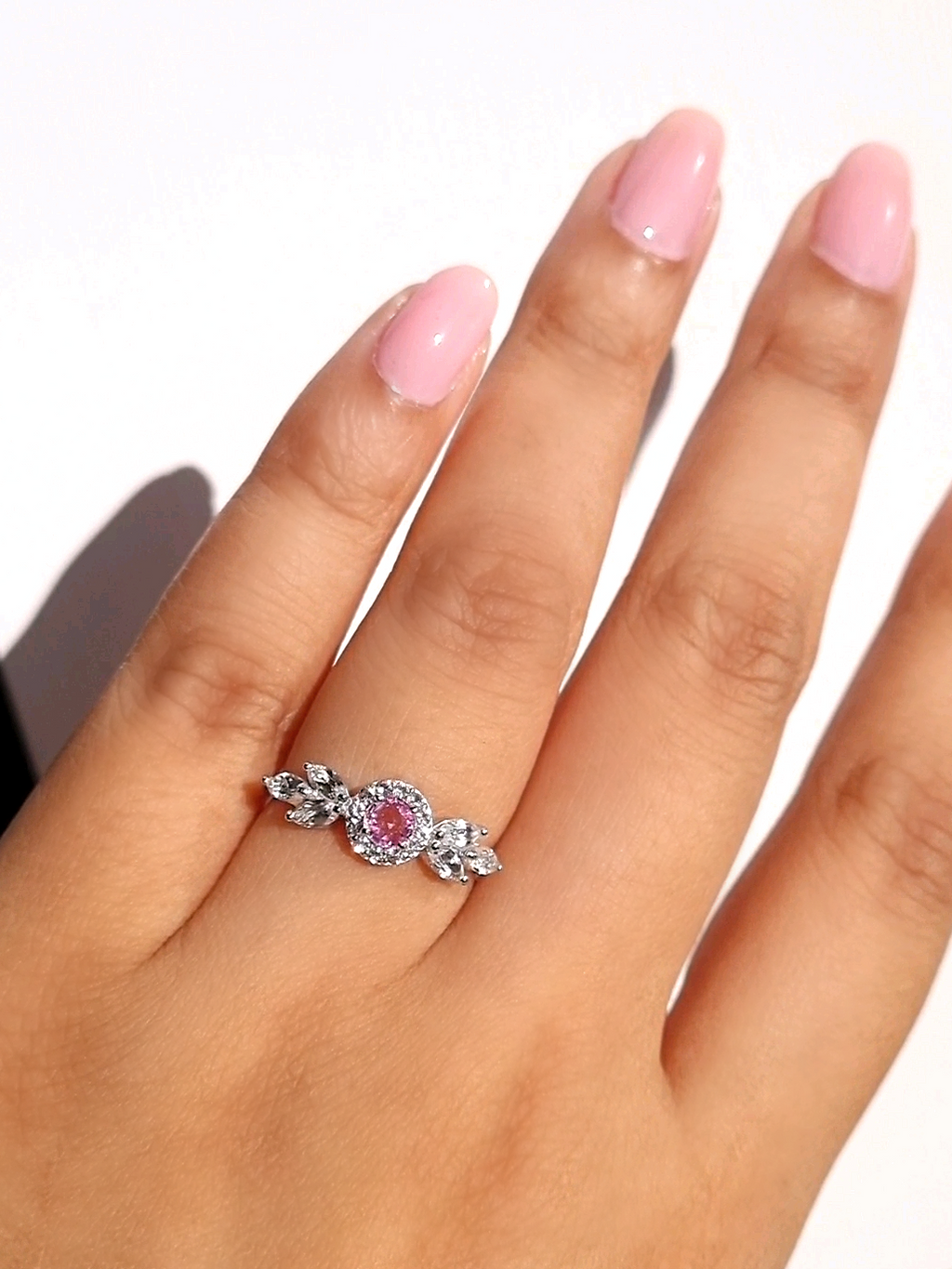 Bague Aurelia en saphir rose et argent sterling
