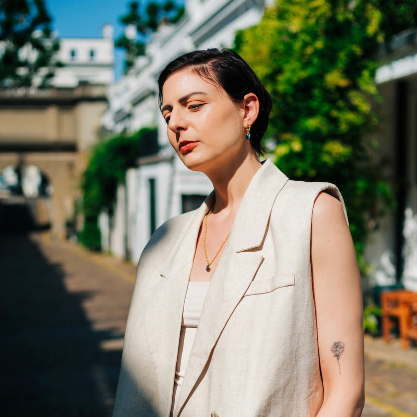 Charis rundt edelstenshalskjede Pariba-onyks