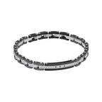 Fred Bennett Stainless Steel & Ceramic Link Bracelet with Black CZ Detail