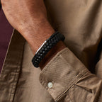 Fred Bennett Black Braided Leather Bracelet