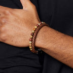 Fred Bennett Brown Leather and Red Turquoise Stone Bracelet