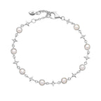 Laura Ashley Silver Hartley Check Mabe Pearl Tennis Bracelet