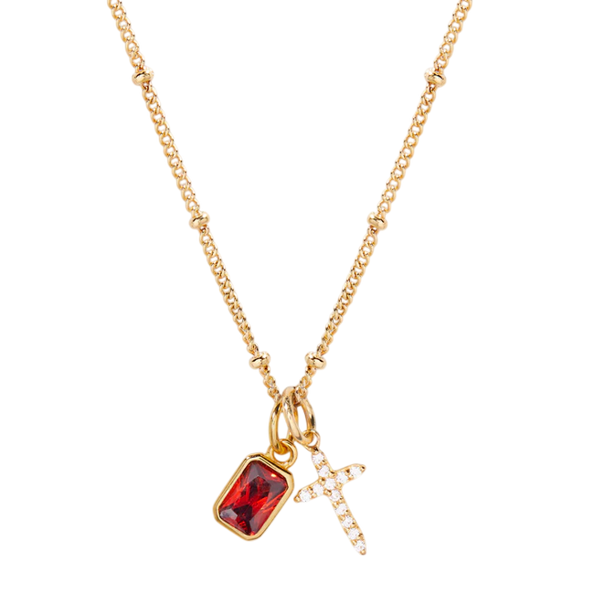 Birthstone Cross Necklace