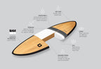 6ft 6 Bamboo Wing Swallow Tail Shortboard Surfboard (FINS Included)
