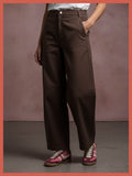 Binx Barrel Leg Trousers - Chocolate