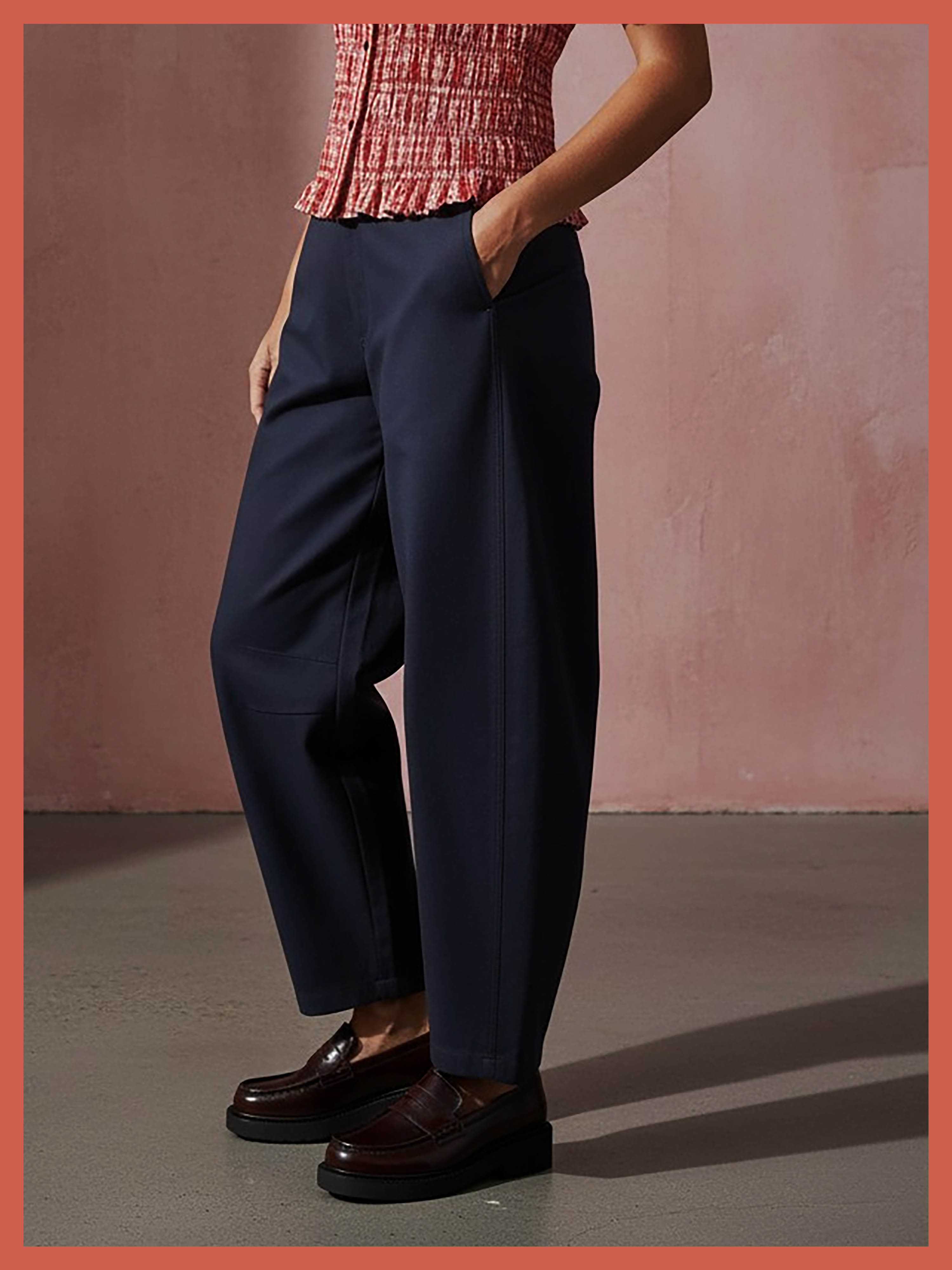 Binx Barrel Leg Trousers - Navy