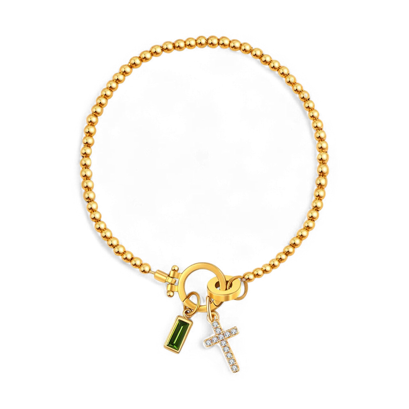 Cross Birthstone Bracelet