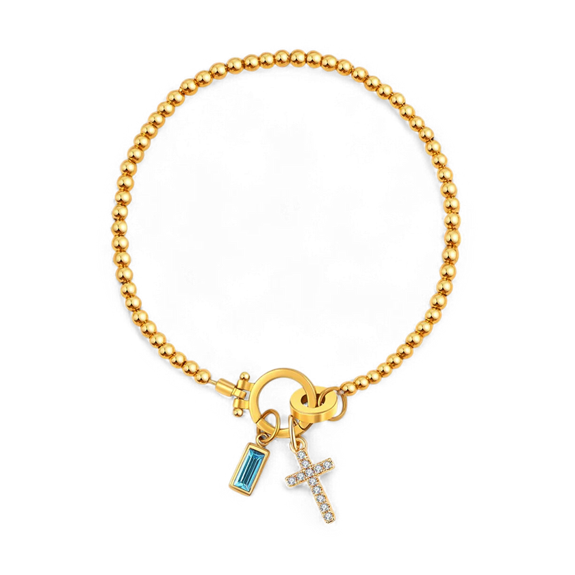 Cross Birthstone Bracelet
