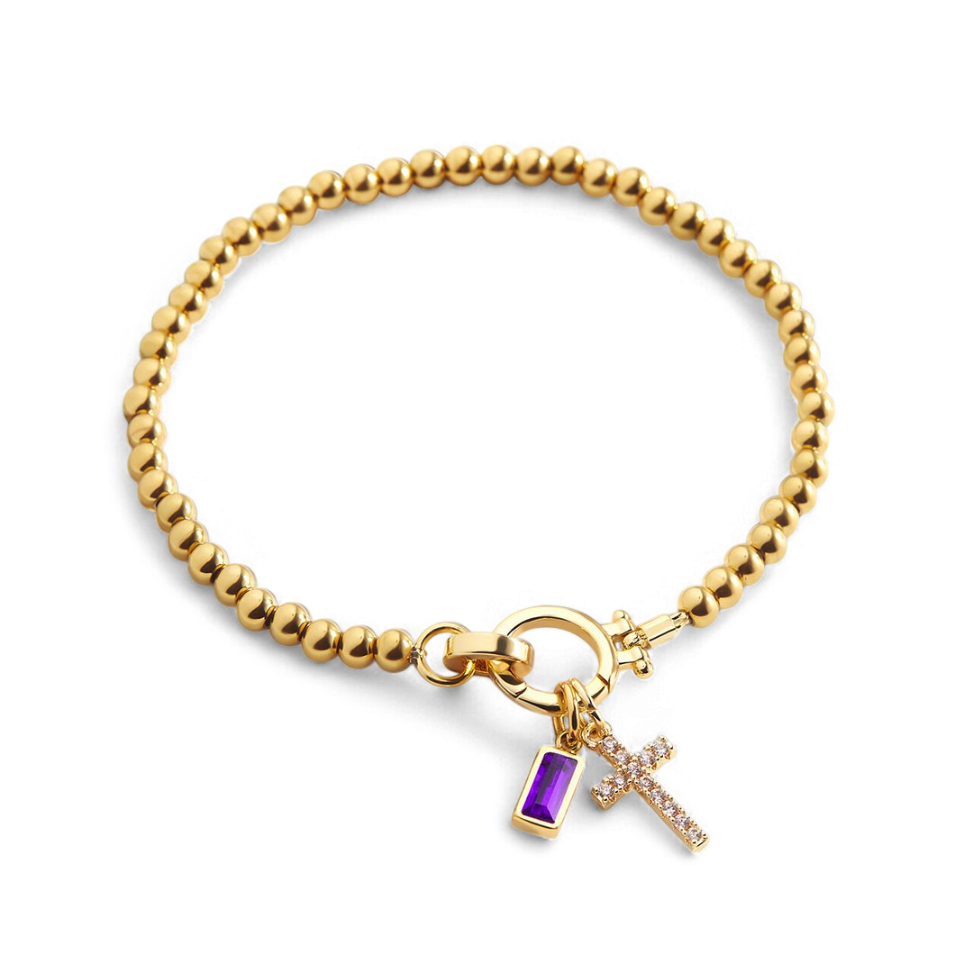 Cross Birthstone Bracelet