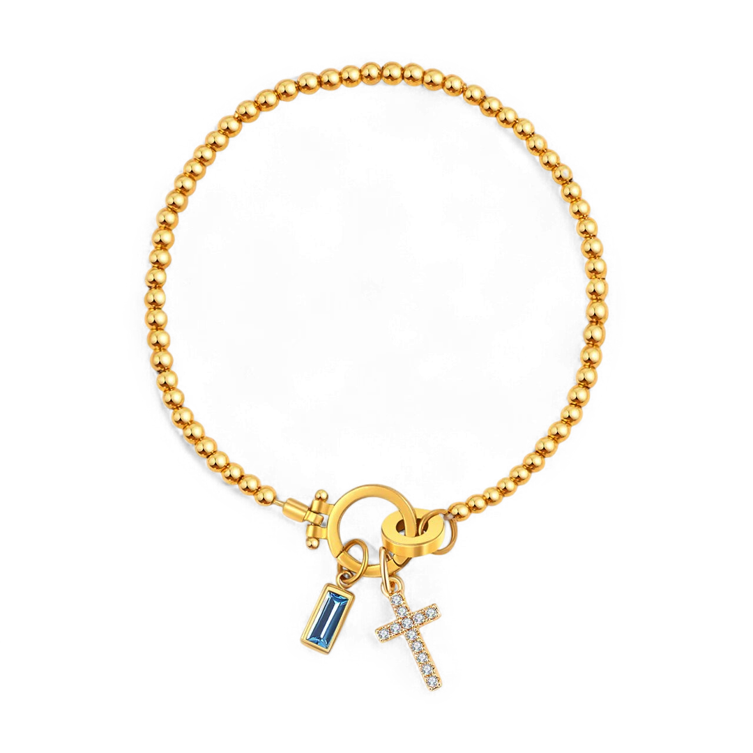 Cross Birthstone Bracelet
