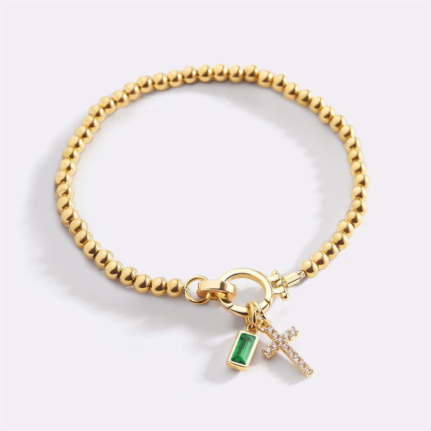 Cross Birthstone Bracelet