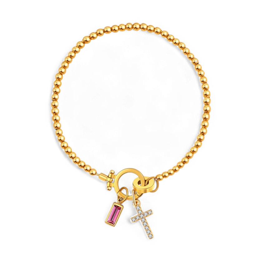 Cross Birthstone Bracelet