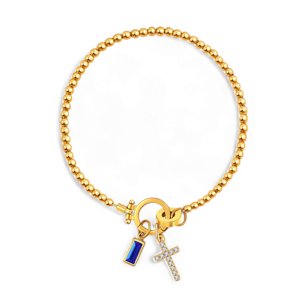 Cross Birthstone Bracelet