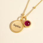 Beginnings Milgrain Semi-Precious Cabochon Birthstone Necklace