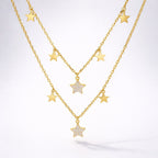 Blake Double Row Star Necklace | 18k Gold Plated