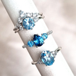 London Blue and Swiss Blue Topaz Ring in 18k Gold Vermeil