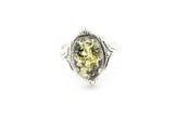 Boho Green Amber Ring