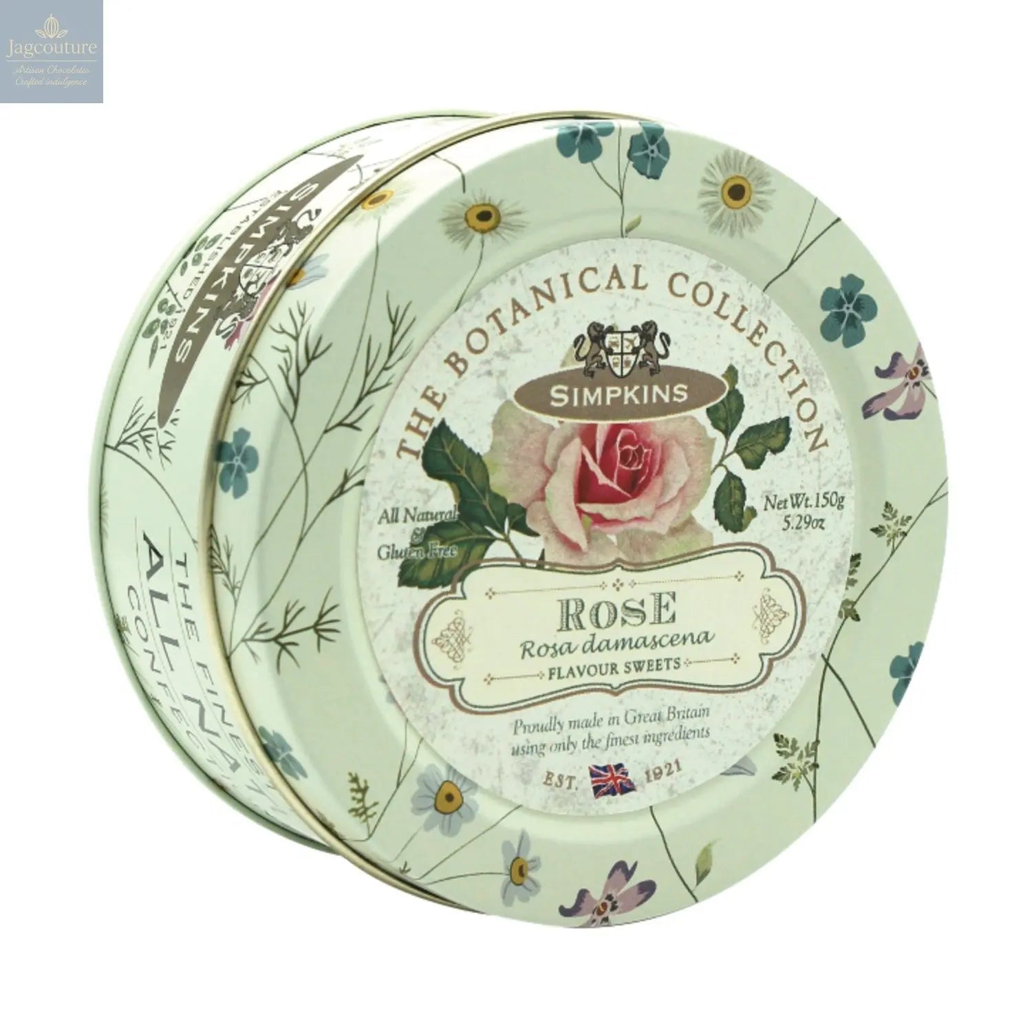 Botanical tin of rose flavour travel sweets