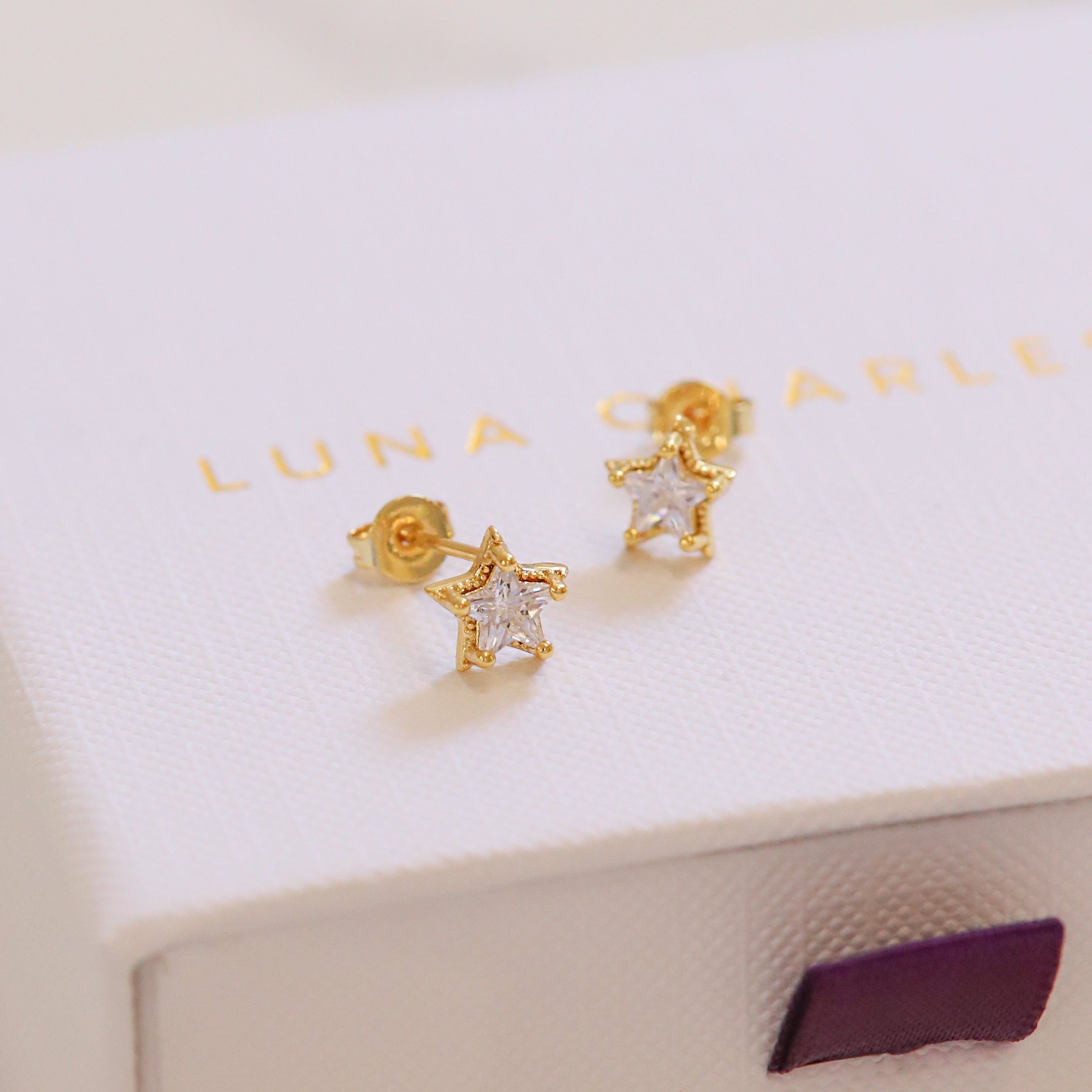 Boucles d'oreilles clous Brooke étoile | Plaqué or 18 carats