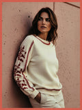Catalina Embroidered Sweater In Cream