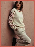 Catalina Embroidered Sweater In Cream