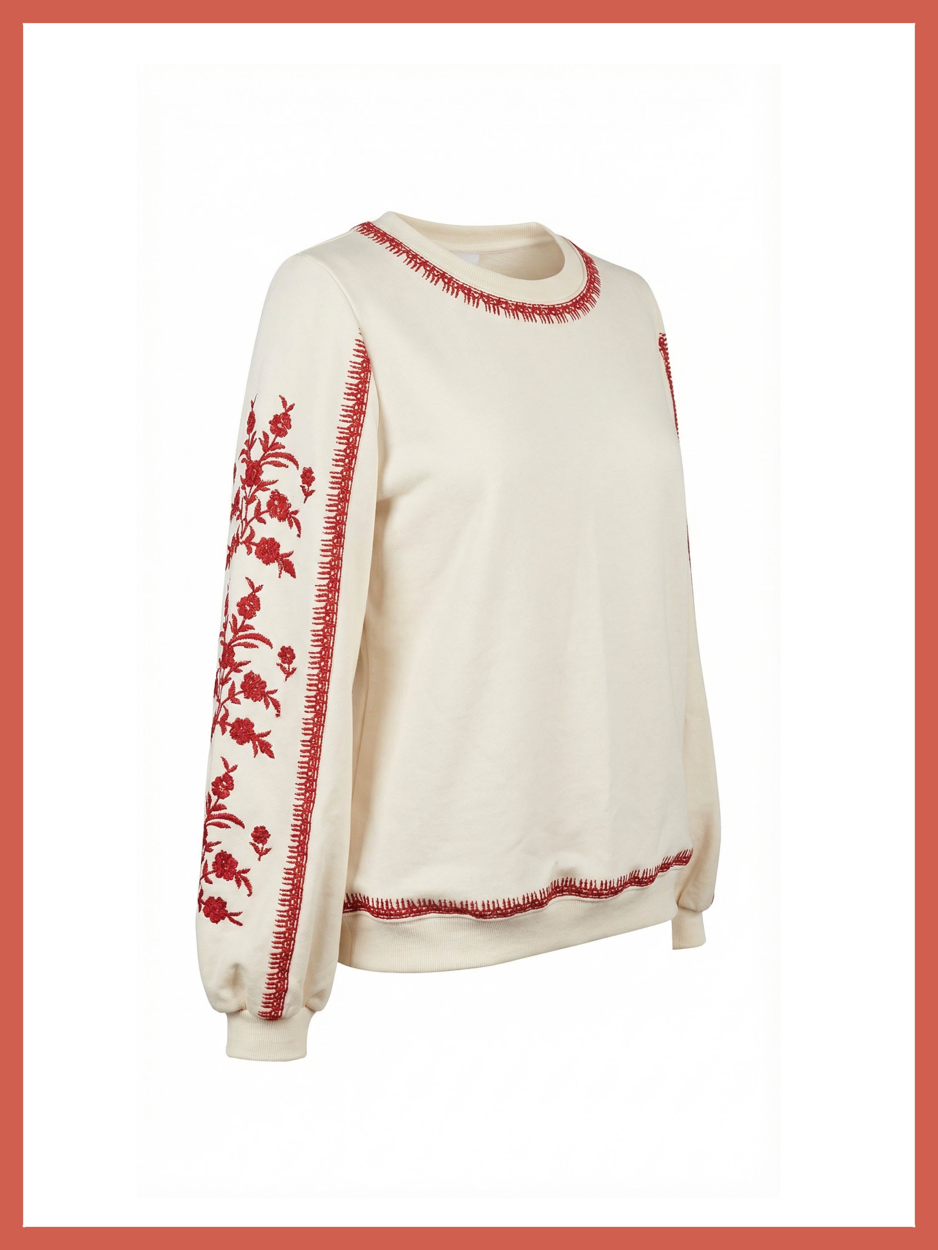 Catalina Embroidered Sweater In Cream