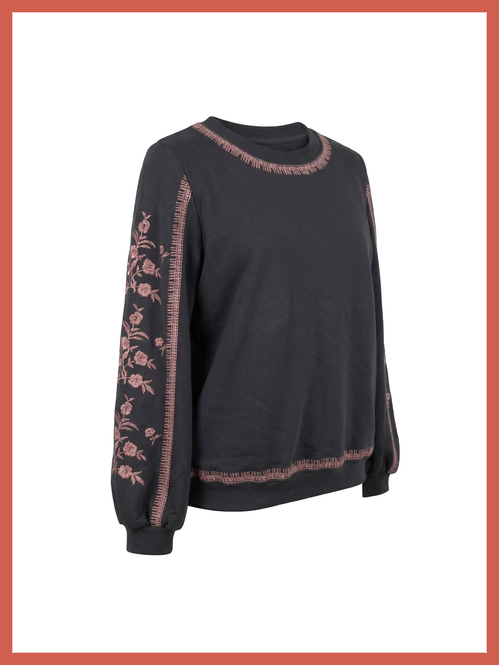 Catalina Embroidered Sweater In Washed Blue