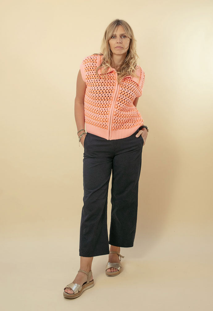 Binx Barrel Leg Trousers - Navy