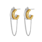 Dual Tone Chain Hoop Earrings
